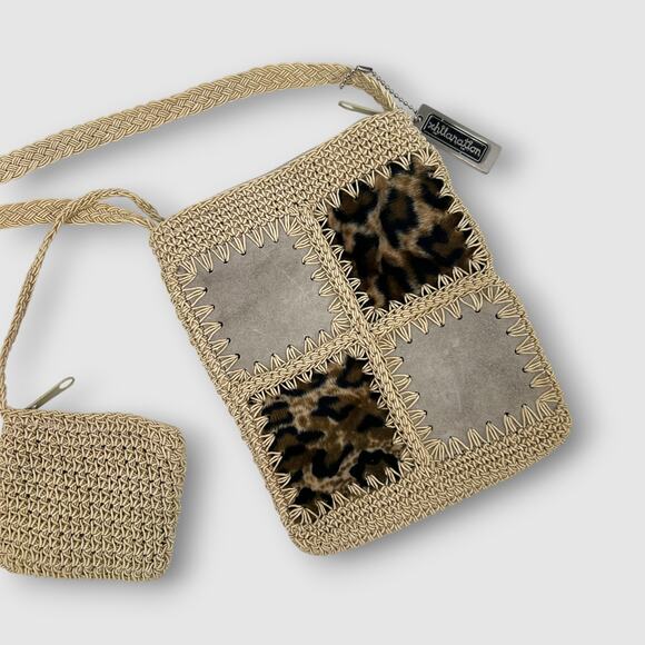 Vintage Y2k Xhilaration Crochet Patchwork Boho Crossbody Bag with Coin Purse - Picture 2 of 6